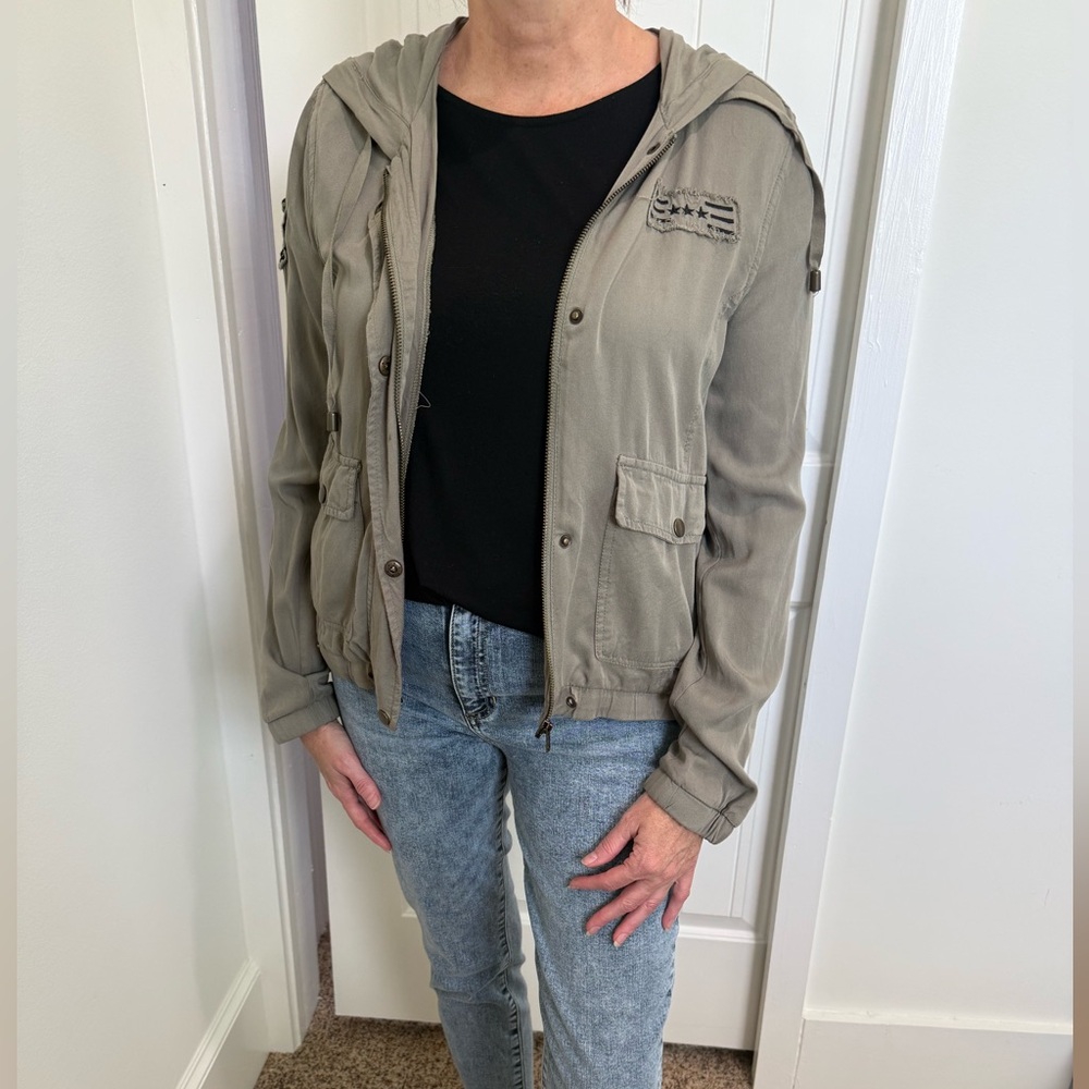 Maurices Green Utility Jacket with Hood and Relaxed Fit